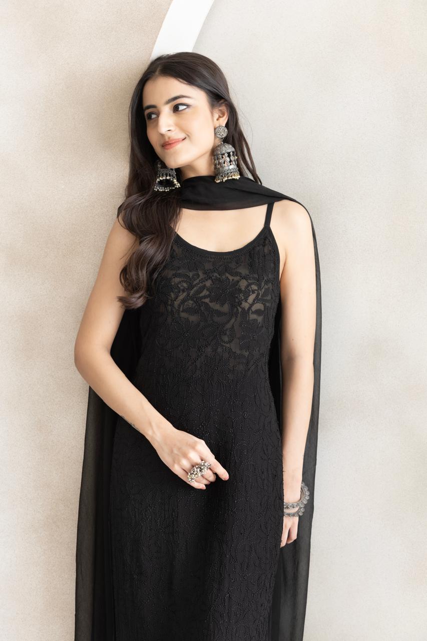 Midnight Noir Chikankari Sequin Kurta Set