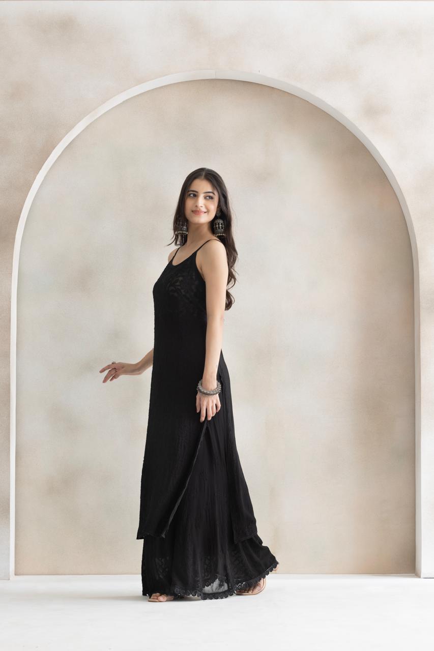 Midnight Noir Chikankari Sequin Kurta Set