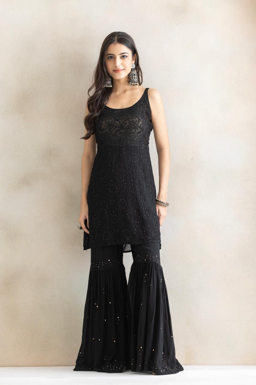 Midnight Noir Chikankari Sequin Kurta Set