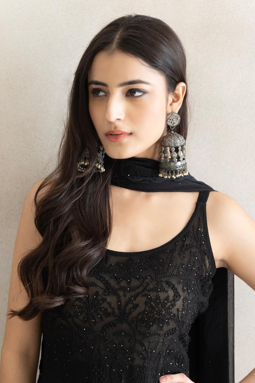 Midnight Noir Chikankari Sequin Kurta Set